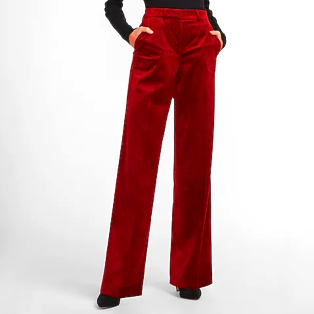 Express Red Velvet High Rise Trouser